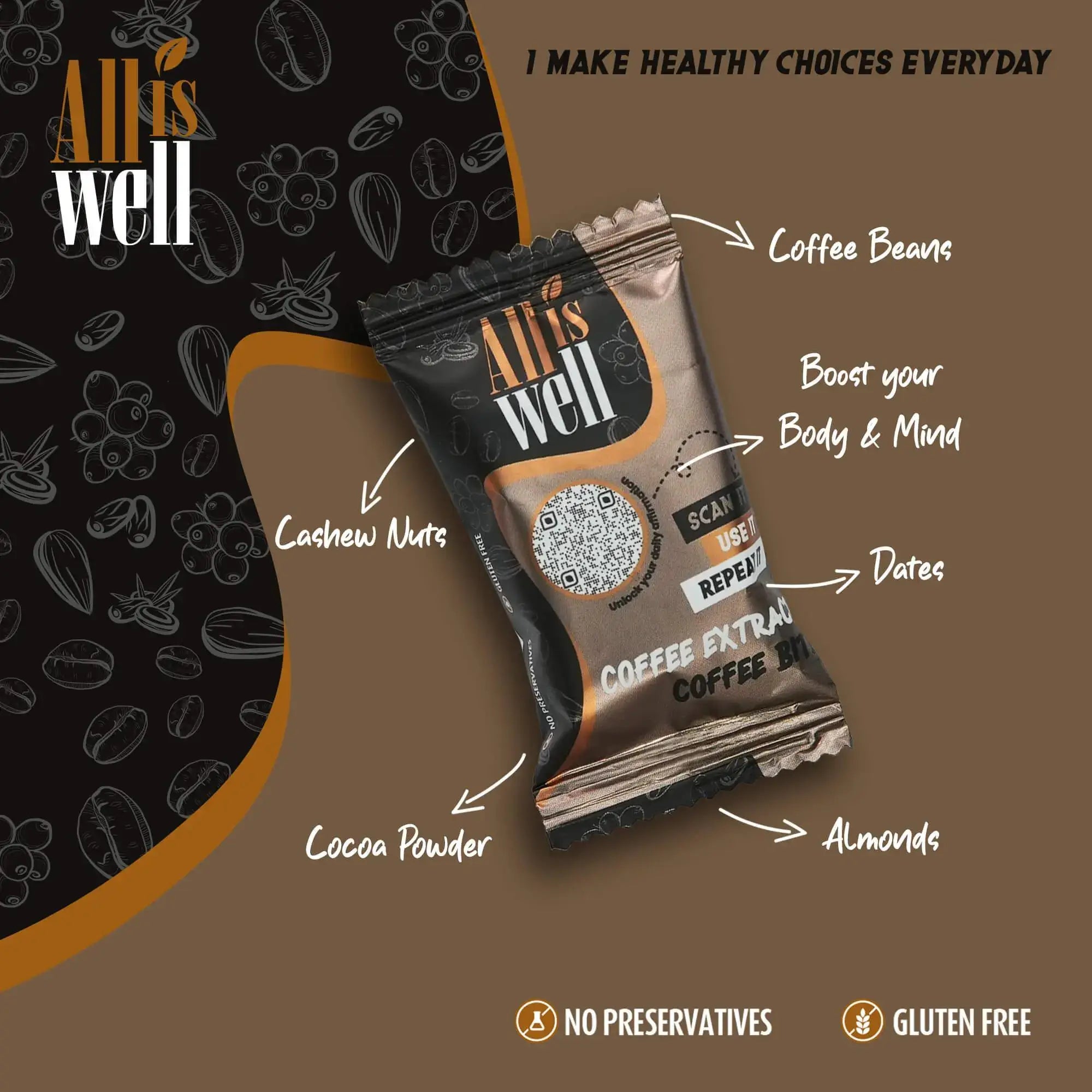 ALL IS WELL COFFEE BITES ENERGY BAR (6 pack)