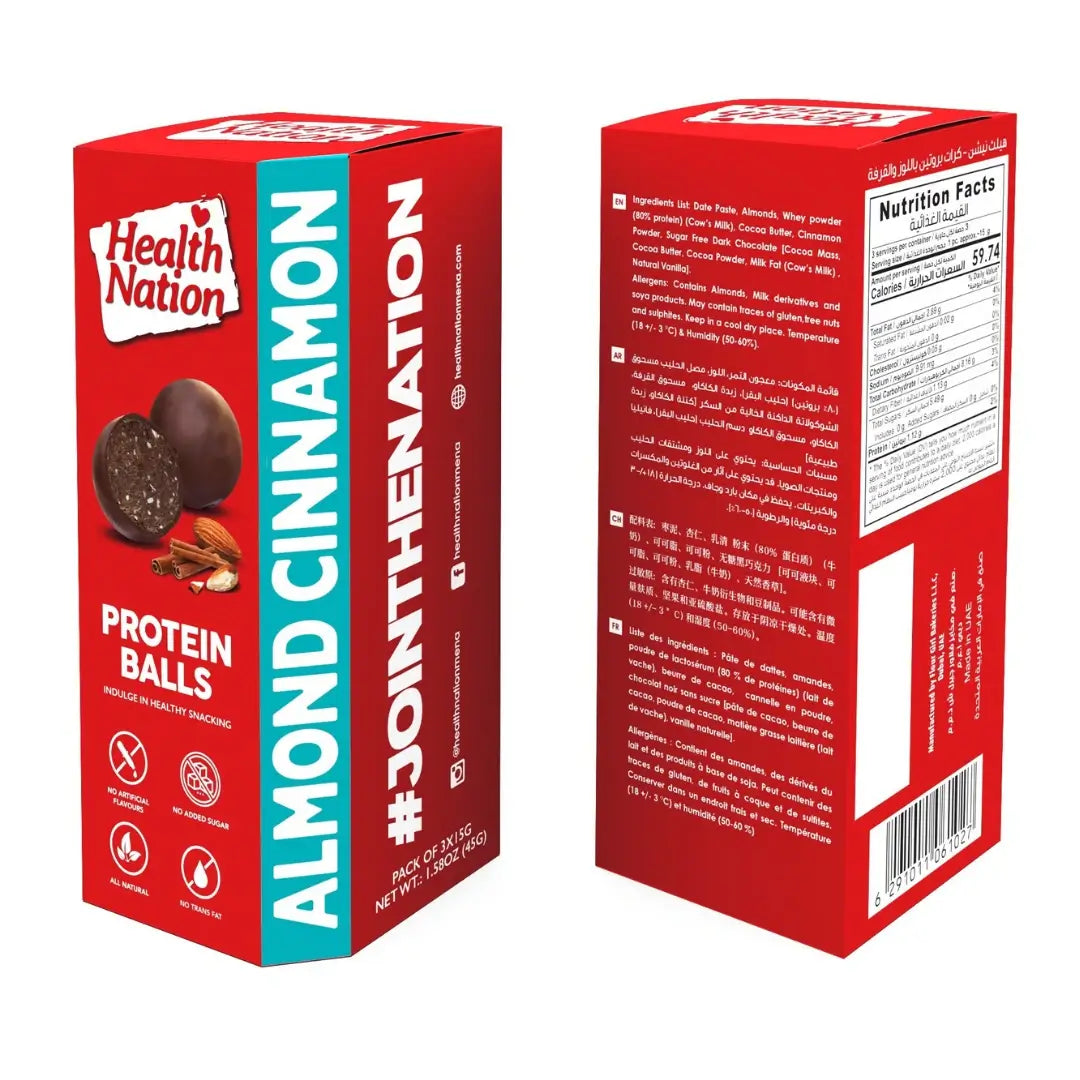 HEALTH NATION ALMOND CINNAMON PROTEIN BALLS