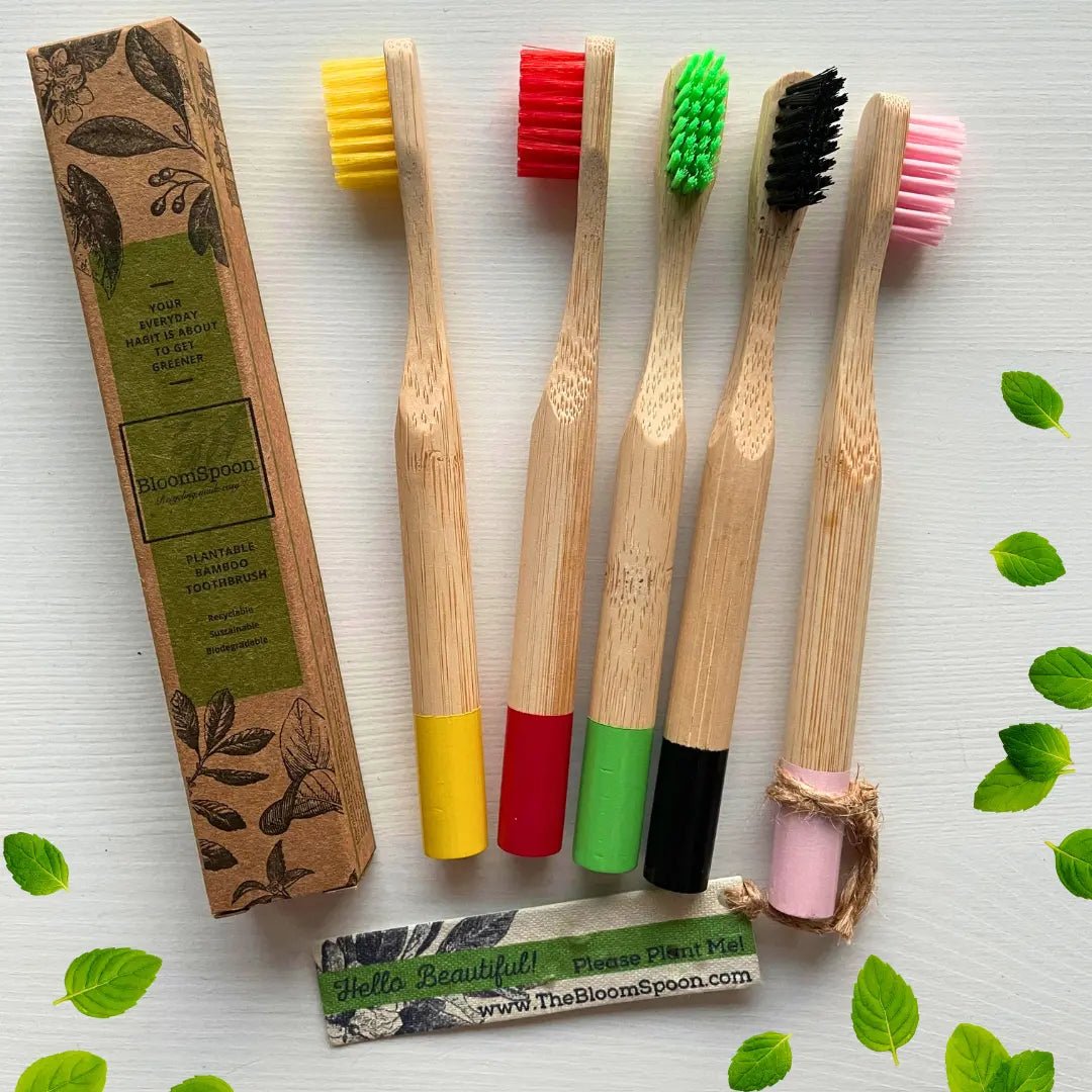 BLOOMSPOON BAMBOO TOOTHBRUSH WITH PLANTABLE SEED TAG (MINT) - SQOON