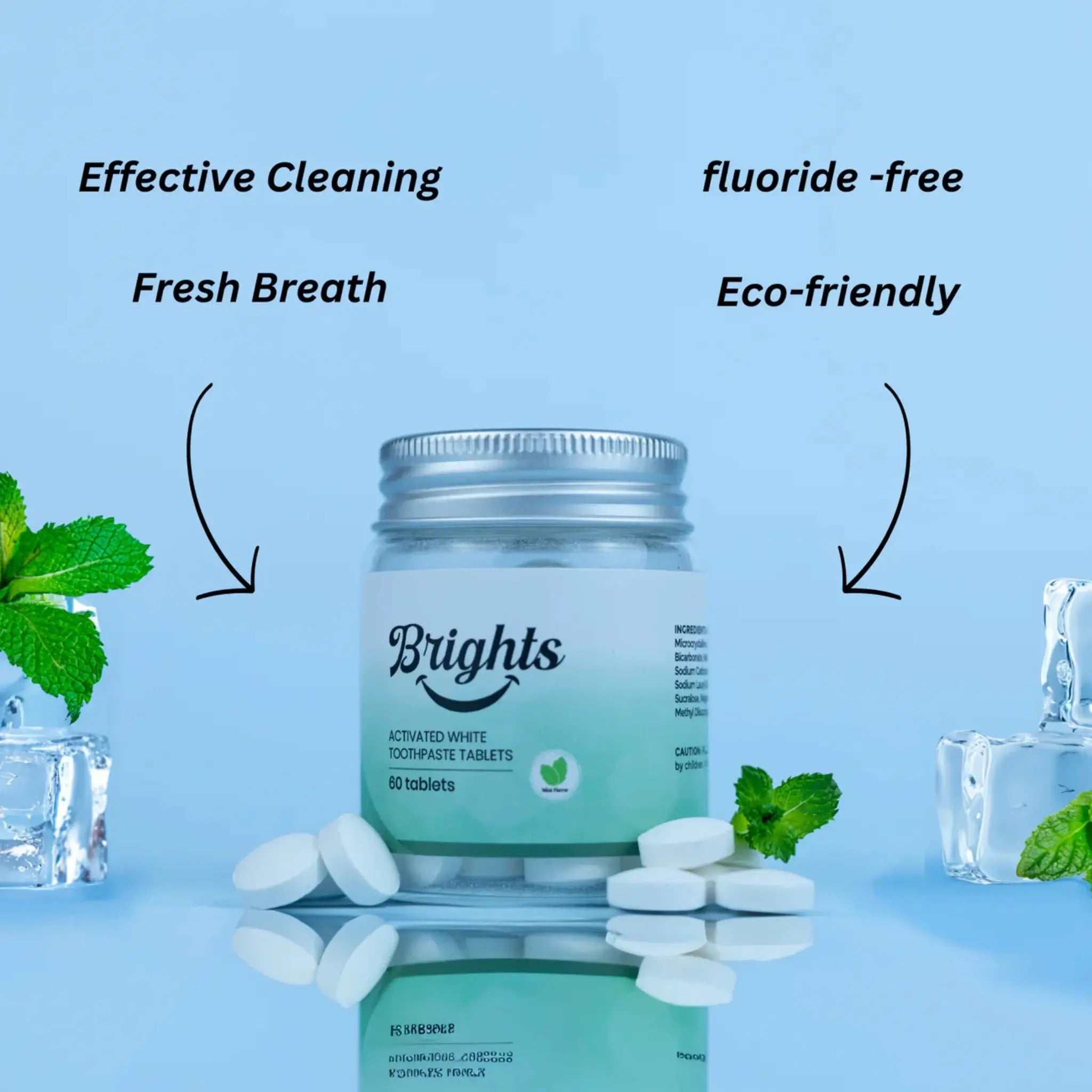 BRIGHTS TOOTHPASTE TABLETS - ACTIVATED MINT - SQOON