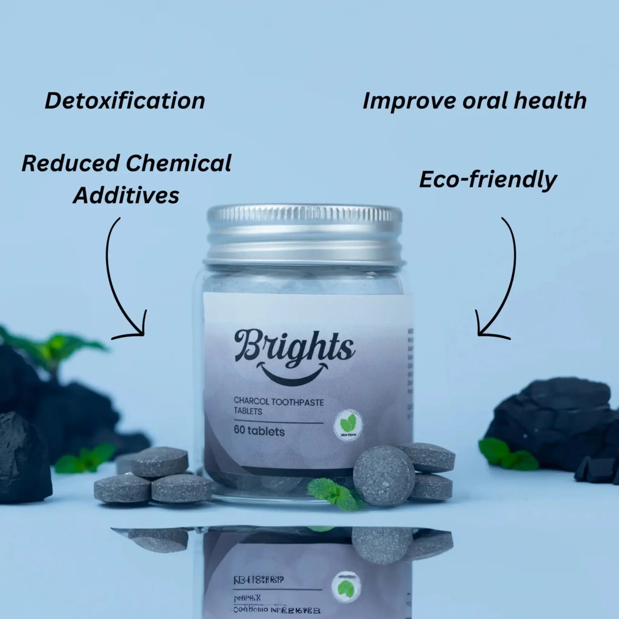 BRIGHTS TOOTHPASTE TABLETS - CHARCOAL MINT - SQOON