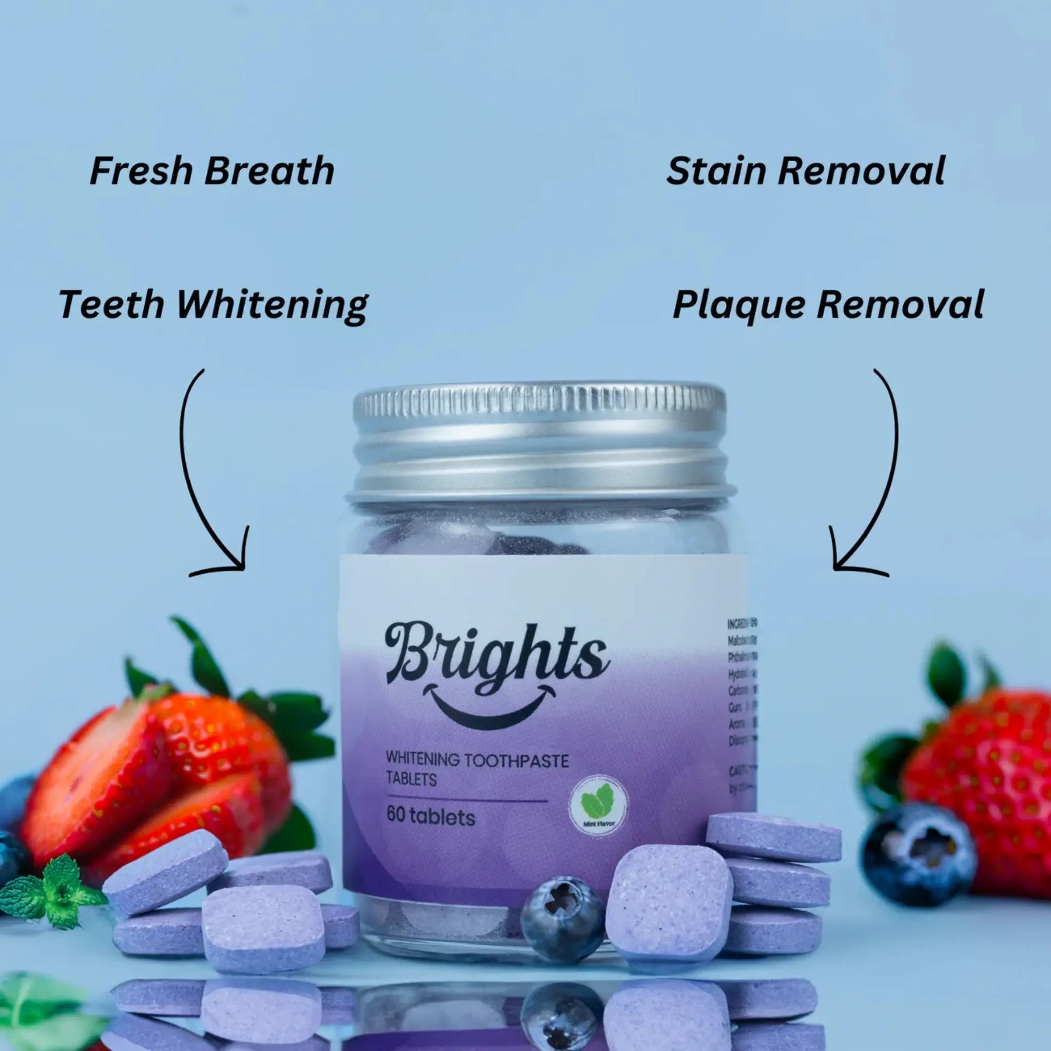 BRIGHTS TOOTHPASTE TABLETS - PURPLE MINT (WHITENING) - SQOON