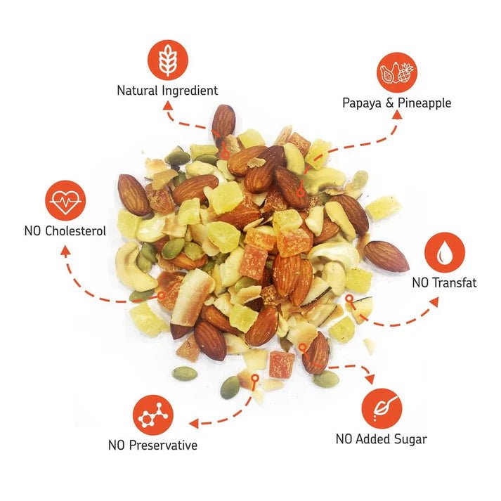 EAT ANYTIME PAPAYA & PINEAPPLE TRAIL MIX - SQOON