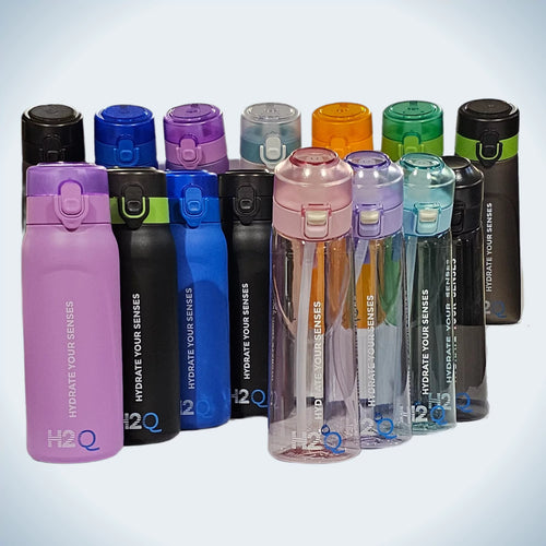 the full H2Q bottle collection by SQOON (15 shapes & colors)