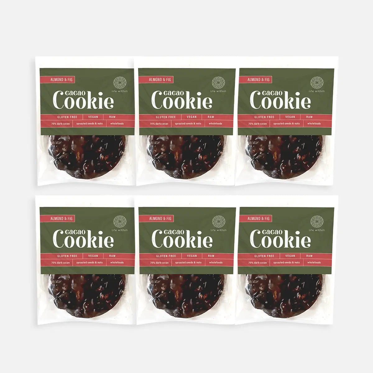 LIFE WITHIN ALMOND & FIG CACAO COOKIES - PACK OF 6 - SQOON