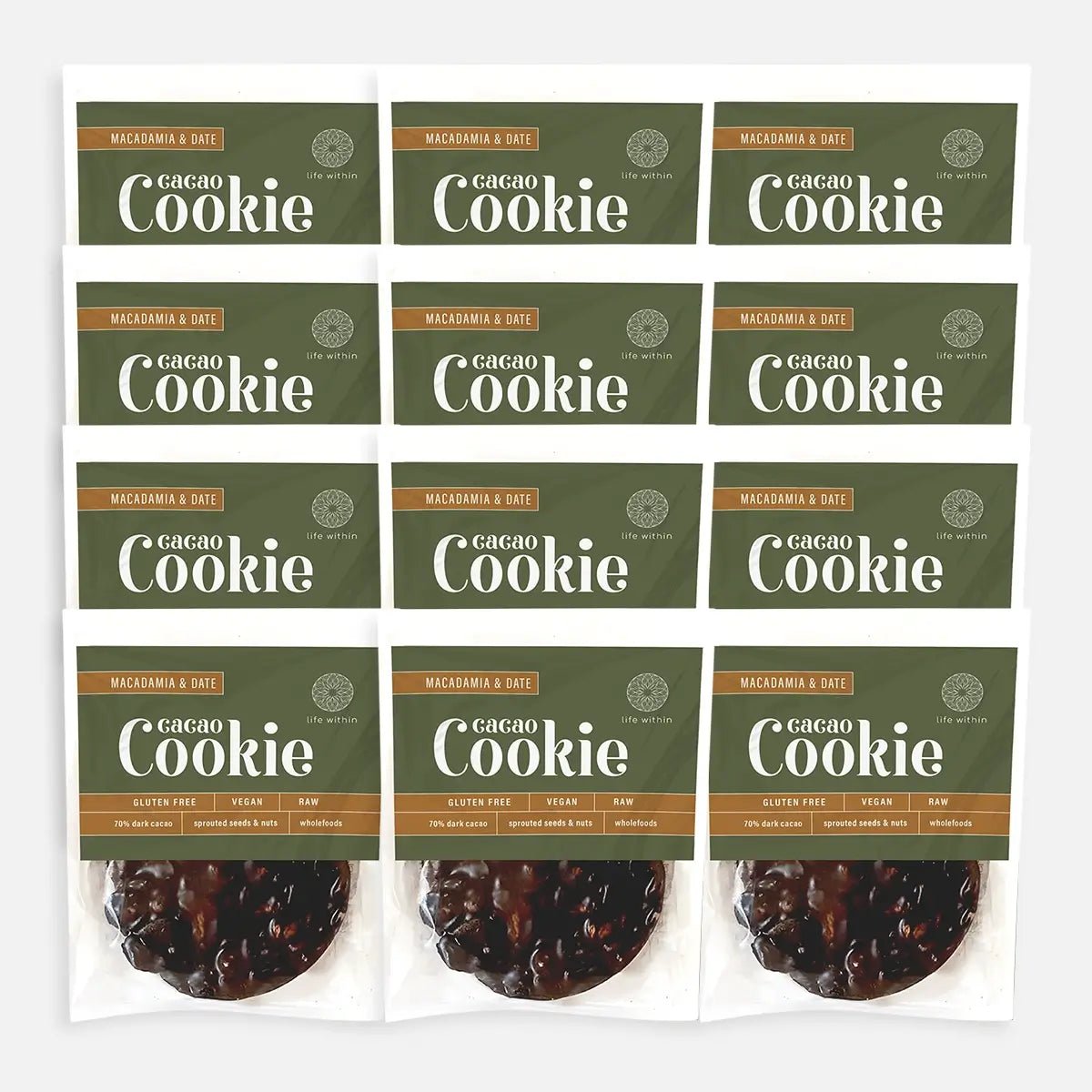 LIFE WITHIN MACADAMIA & DATE CACAO COOKIES - PACK OF 12 - SQOON