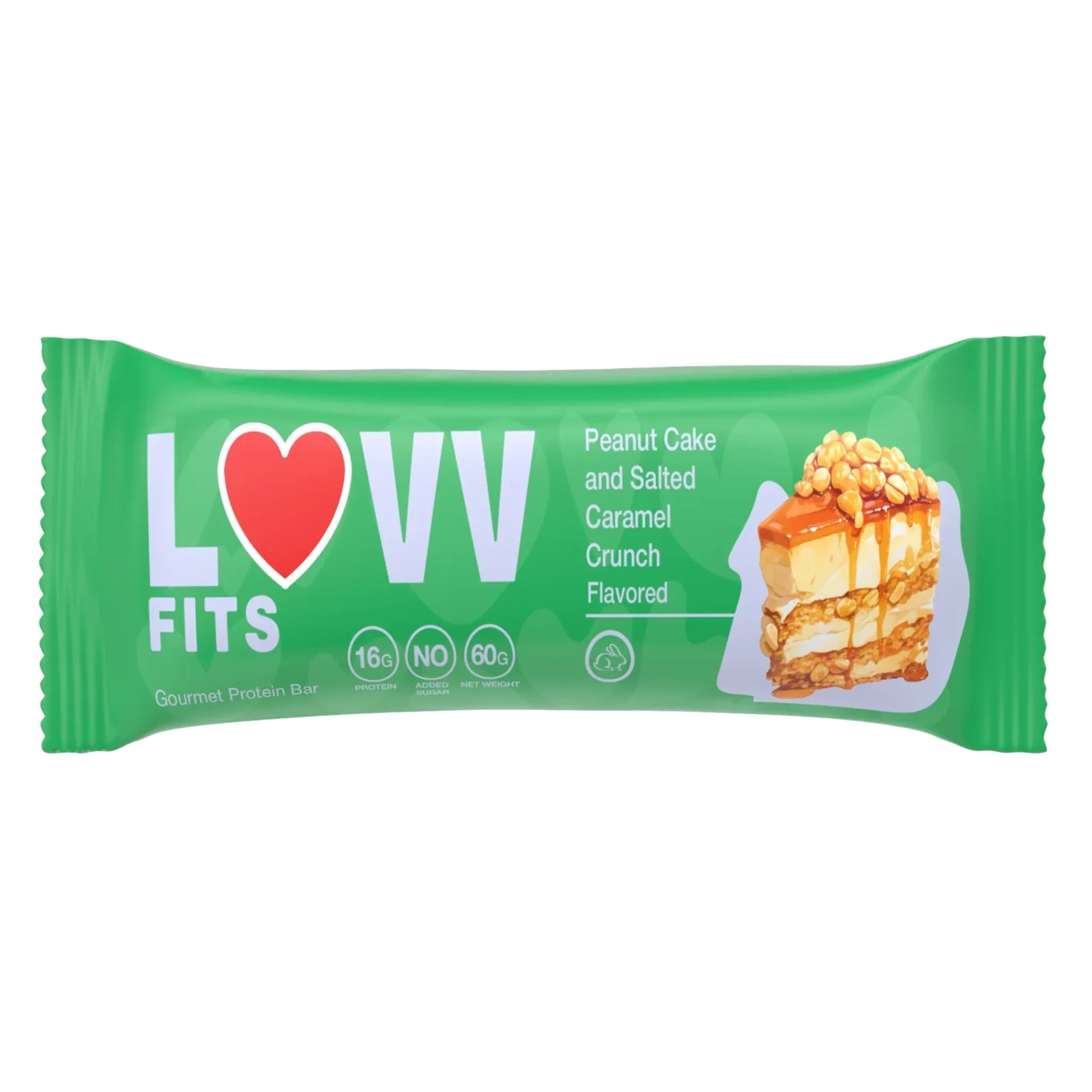 LUVV FITS PEANUT CAKE AND SALTED CARAMEL GOURMET PROTEIN BAR - SQOON