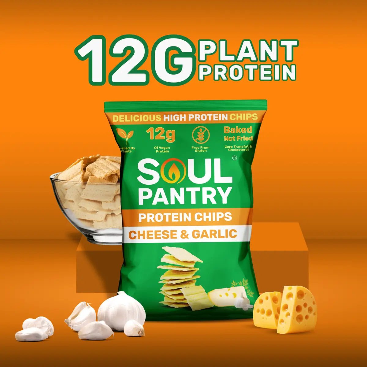 SOUL PANTRY CHEESE AND GARLIC PROTEIN CHIPS - SQOON