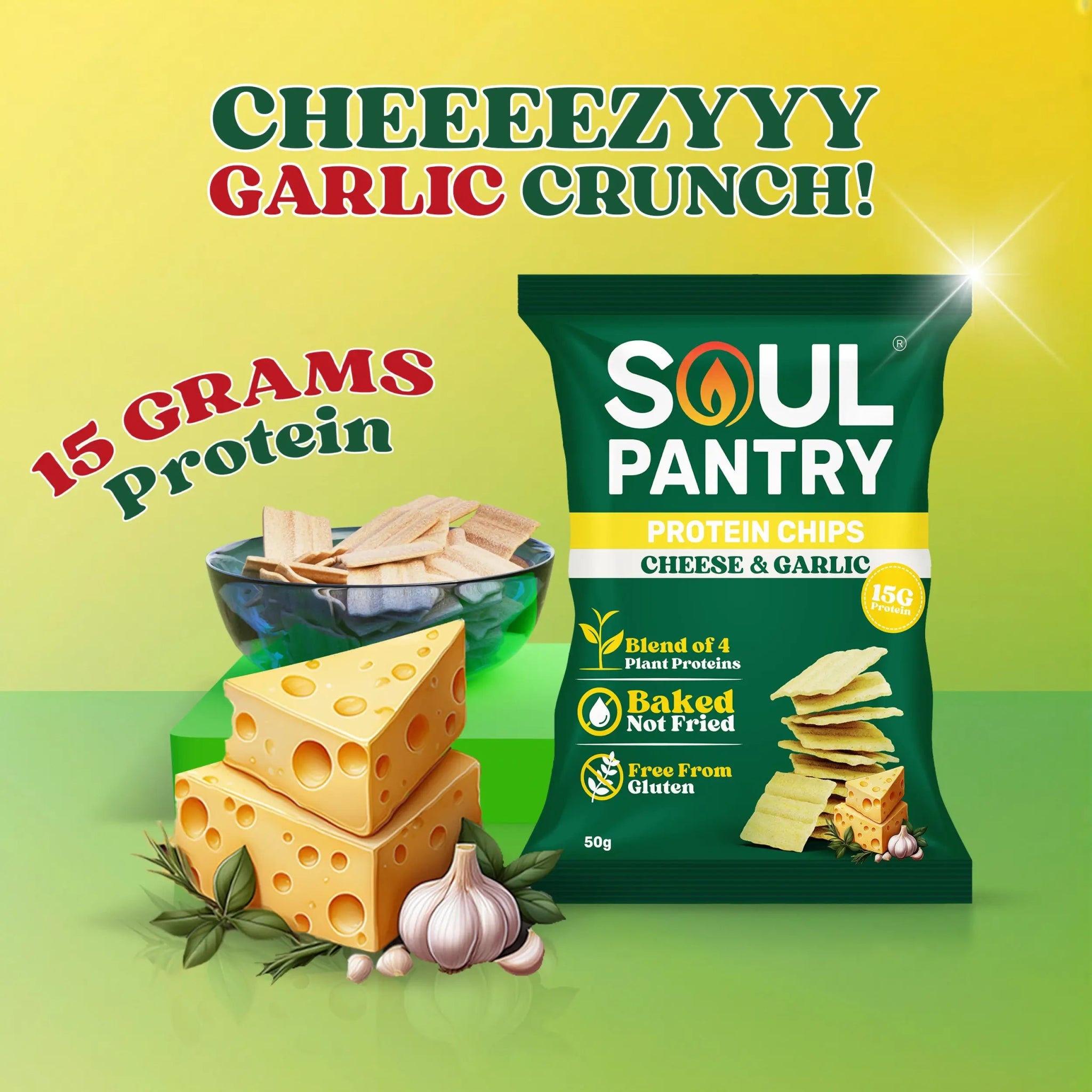 SOUL PANTRY CHEESE AND GARLIC PROTEIN CHIPS - SQOON