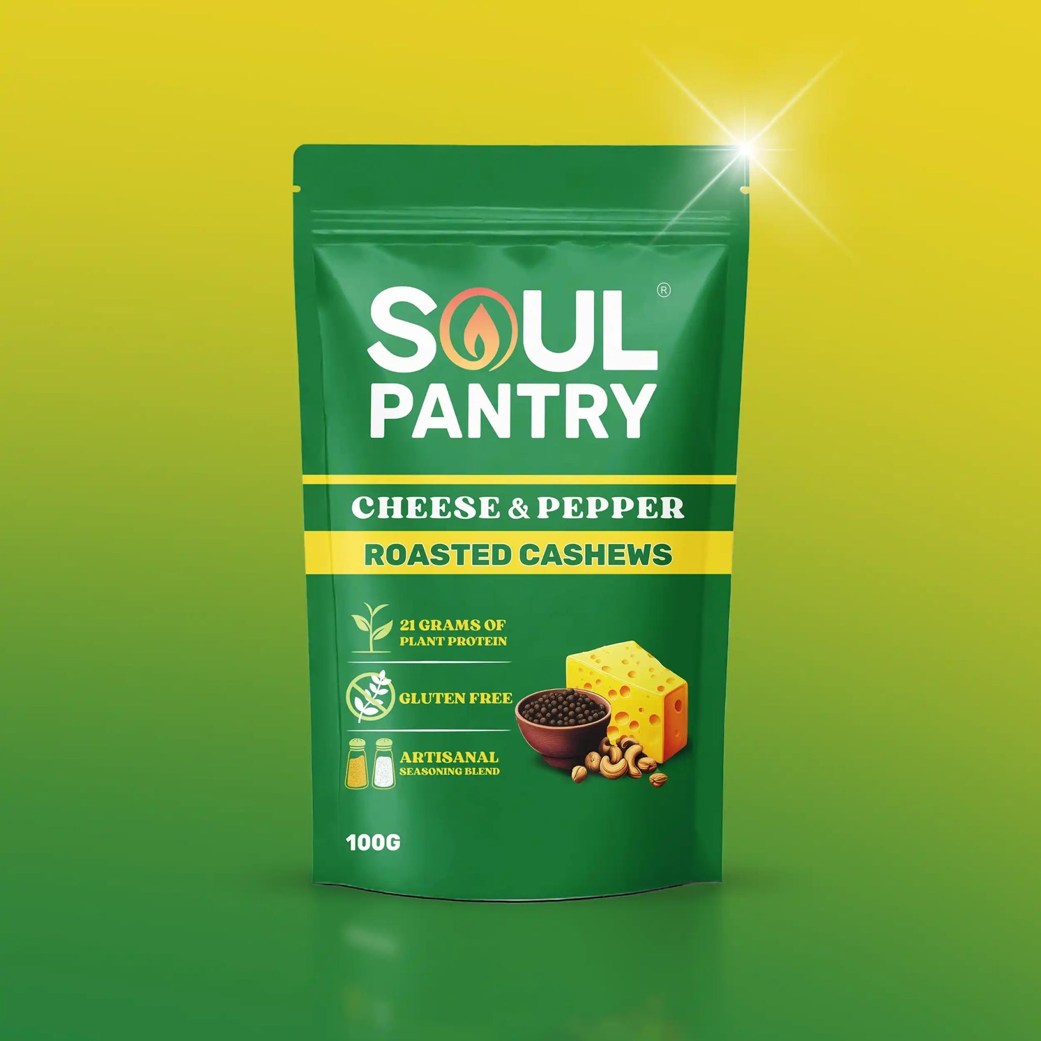 SOUL PANTRY CHEESE AND PEPPER CASHEWS (100g) - SQOON