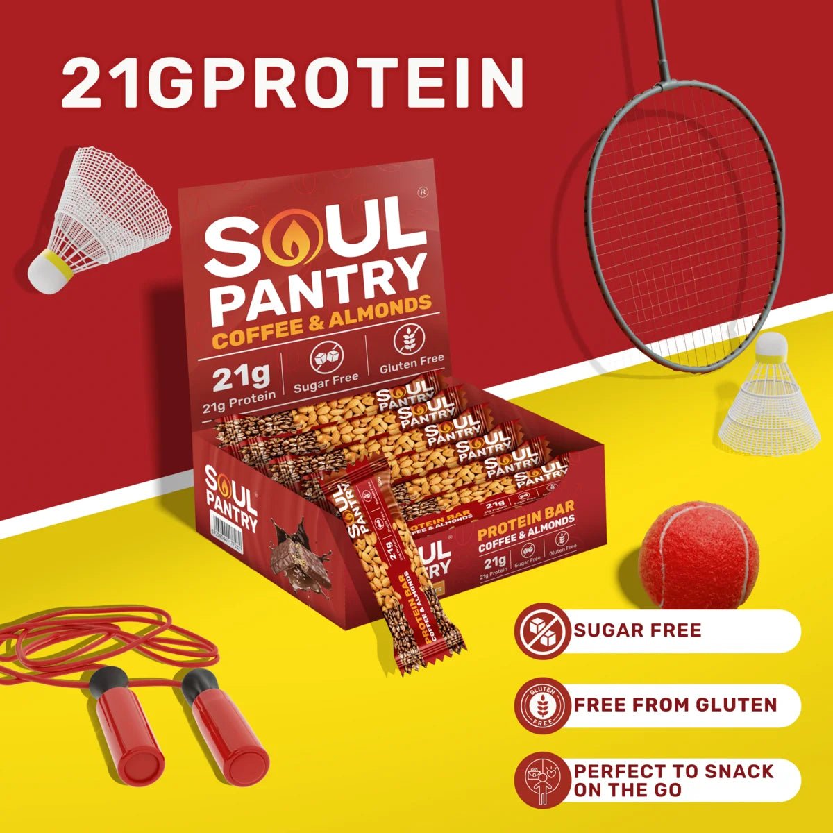 SOUL PANTRY COFFEE & ALMONDS PROTEIN BAR - SQOON