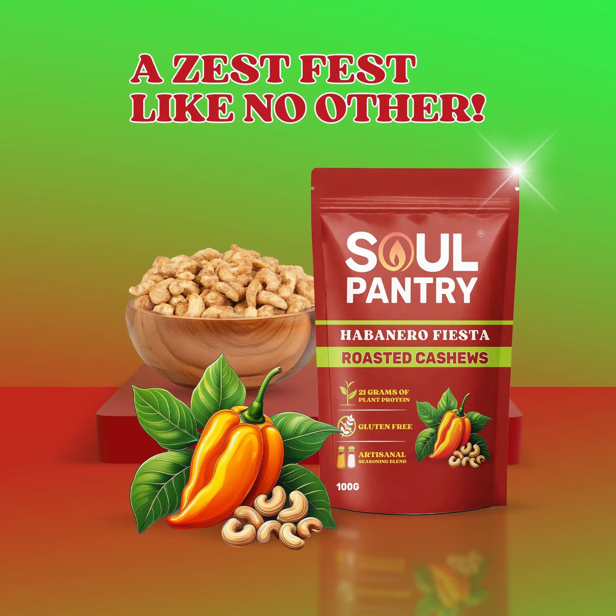 SOUL PANTRY HABANERO CASHEWS (100g) - SQOON