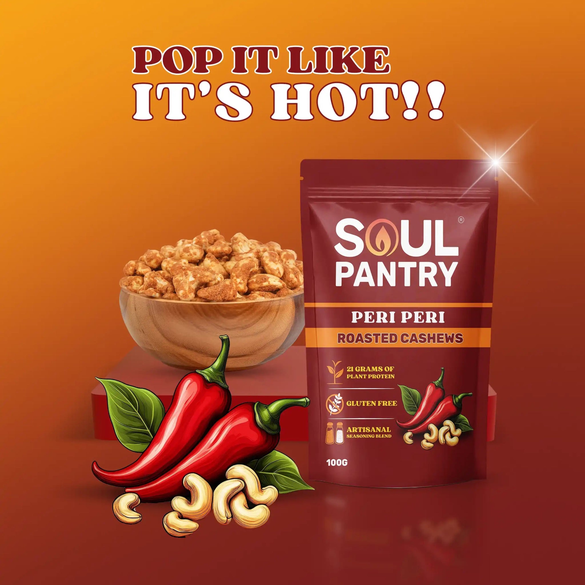 SOUL PANTRY PERI PERI CASHEWS (100g) - SQOON